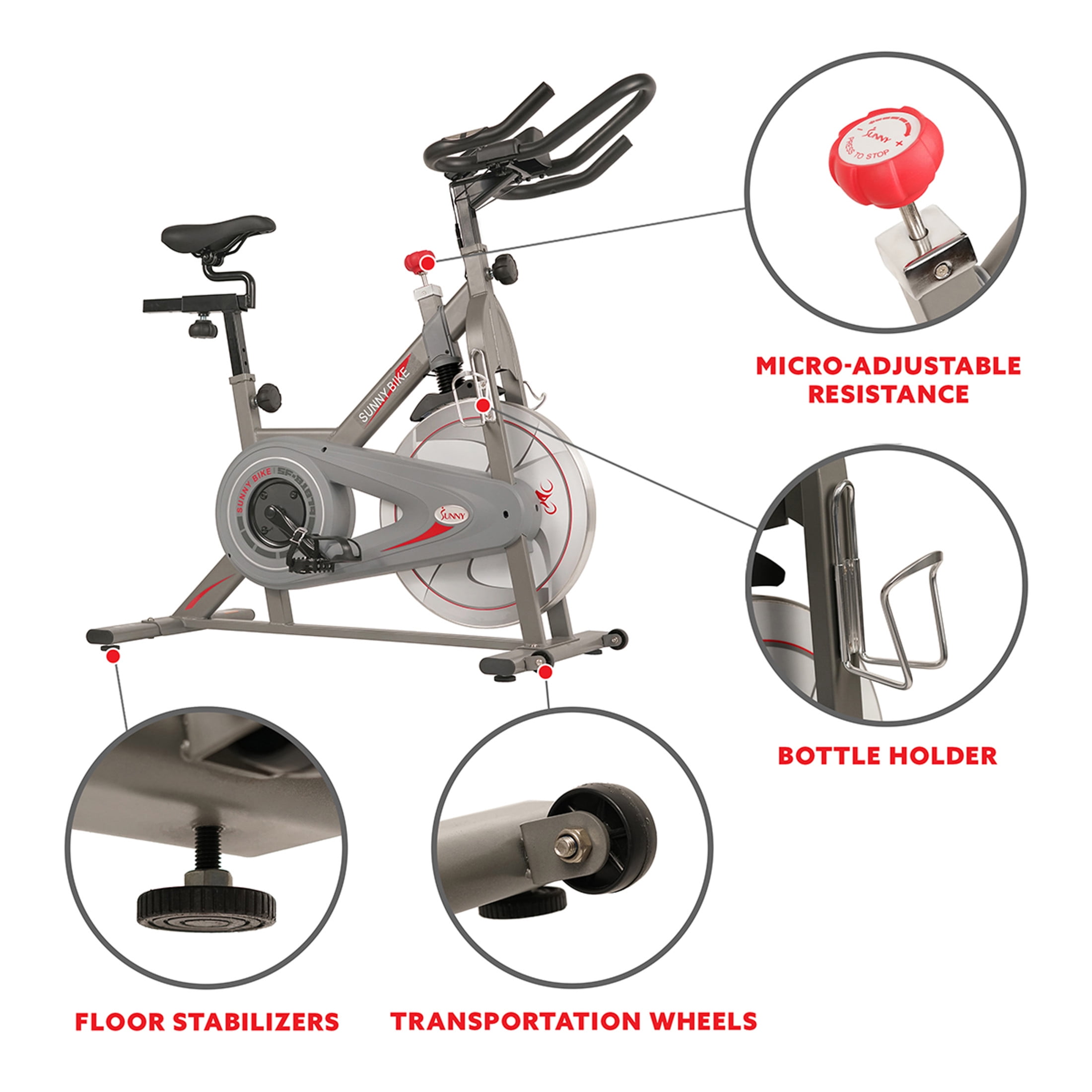 Sunny Health Fitness Synergy Magnetic Indoor Cycling Bike w Free SunnyFit App Membership SF B1879