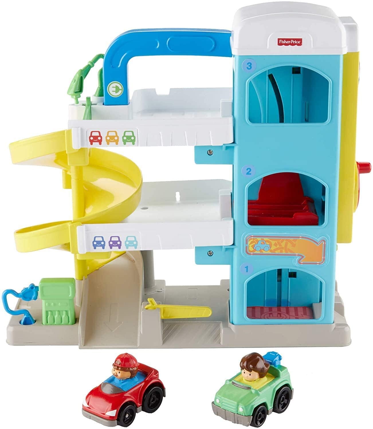 Fisher Price Little People Helpful Neighbor s Garage Toddler Playset with 2 Wheelies Cars