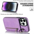 thumbnail image 5 of ELEHOLD For iPhone 11 Pro, Wallet Case with Card Slot Holder,RFID Blocking,Built-in 360°Rotating Ring Kickstand Zipper Retro Purse Shockproof Case Cover, purple, 5 of 8