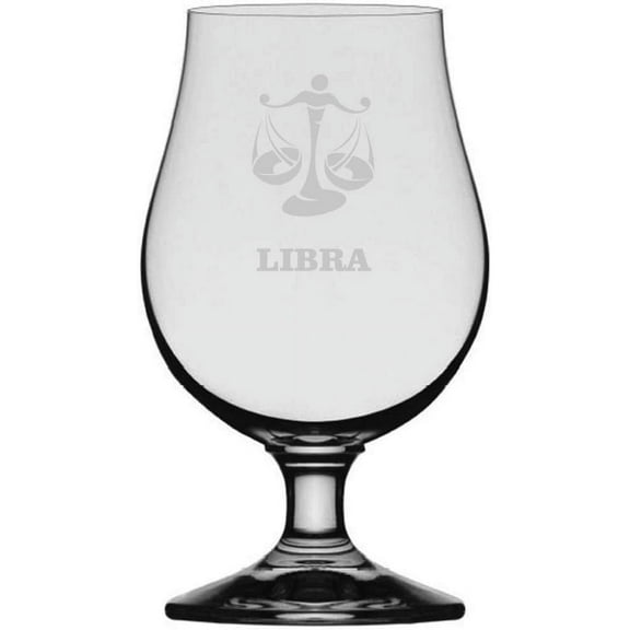 Zodiac Sign Etched Glencairn Crystal Iona Beer Glass Libra
