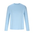 thumbnail image 4 of yoeyez Men's Sun Protection Shirts Solid Color Long Sleeve Sunscreen Shirt Lightweight Breathable Spf Rash Guard for Fishing Hiking Swimming Running Light Blue,L, 4 of 7