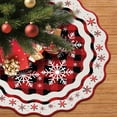 thumbnail image 6 of AuroraX Plaid Christmas Tree Skirt with Rolled Edge Red Soft Snowflake Xmas Tree Mat 35" for Christmas Tree Decoration, 6 of 6