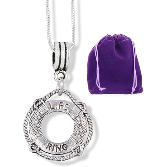 Life Saver Savour Ring Floatation Charm Snake Chain Necklace