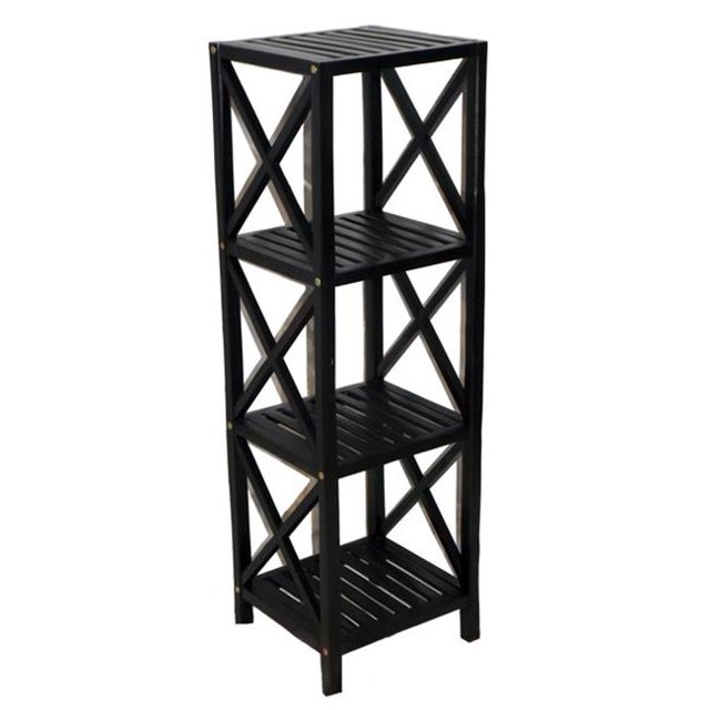 Bamboo 5850Black 4 Tier Bamboo Square Rack, Black - 46 x 14.5 x 13 in.
