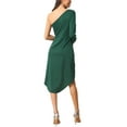 thumbnail image 3 of MODA NOVA Juniors One Shoulder Sloping Sleeveless High Low Hem Midi Party Cocktail Dress S Deep Green, 3 of 6