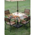 thumbnail image 3 of Outdoor Tablecloth with Umbrella Hole and Zipper, Vintage Pumpkins Fall Square Table Cloth 54x54 Inch Waterproof Tablecloth, Thanksgiving Eucalyptus Leaves Falling Picnic Table Cover for Patio, 3 of 7