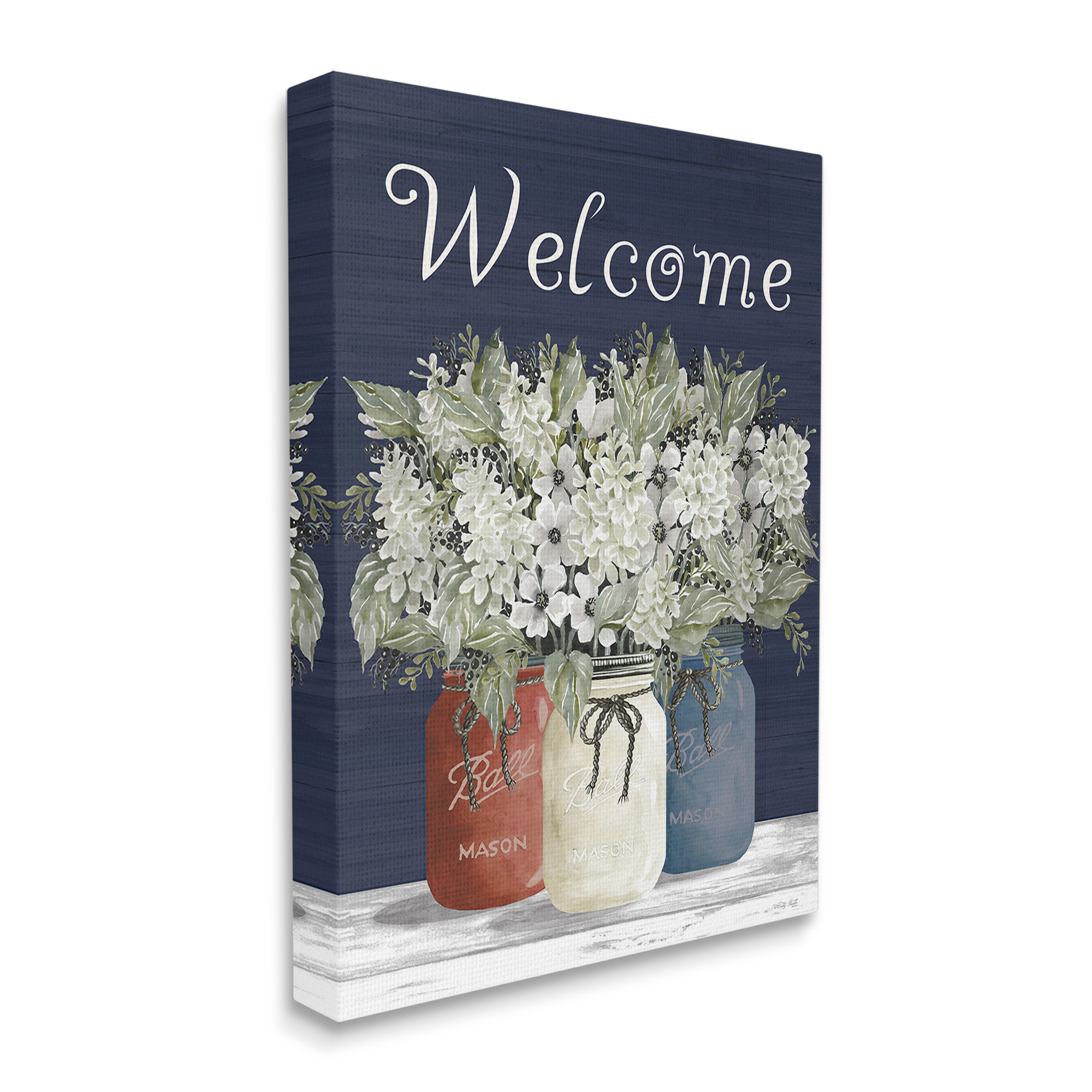 Stupell Industries Welcome with Country Herbs Botanical & Floral Painting Gallery Wrapped Canvas Art Print Wall Art, 24 x 30