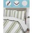thumbnail image 4 of Quilts Twin-XL Size Bedding Set, Sage Green Striped Lightweight Quilted Comforter, Farmhouse Aesthetic Modern Stripes Soft Reversible Bedspread Coverlet with Pillow Covers for All Season, 68" x 98", 4 of 7
