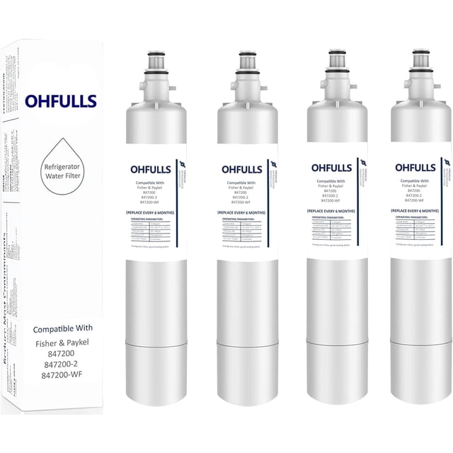 847200 Refrigerator Water Filter Replacement, Compatible with Fisher& Paykel 847200, Fisher& Paykel Refrigerator Model Number Starting with E522, E442, E422, E402, 4 Filters