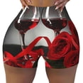 thumbnail image 2 of Balery Red Wine Rose Pantalones cortos de entrenamiento estampados para mujer, sin costuras, ajustados, para gimnasio, yoga, correr, deportes, ejercicio activo, fitness.-Large, 2 of 8