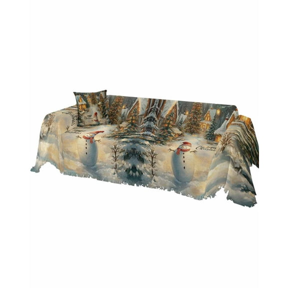 Christmas Sofa Covers for 3 Cushion Couch, Washable Sectional & L Shape Couch Covers for Dogs/Cats/Kids, Snowman Snowflake Xmas Farmhouse Non Slip Sofa Slipcover Futon Cover 71''x150''