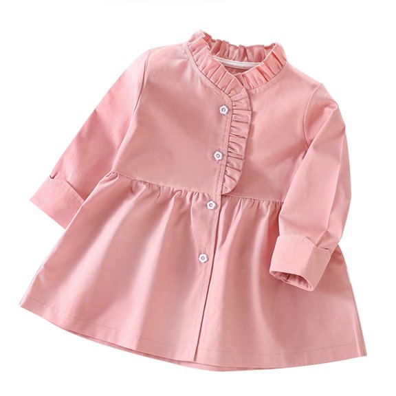 Chenyin Baby Kids Girls Spring Fall Trench Jacket Medium-Length Casual Tops 9 Months - 7 Years Girls Ruffle Windbreaker Outerwear Coats for Toddler