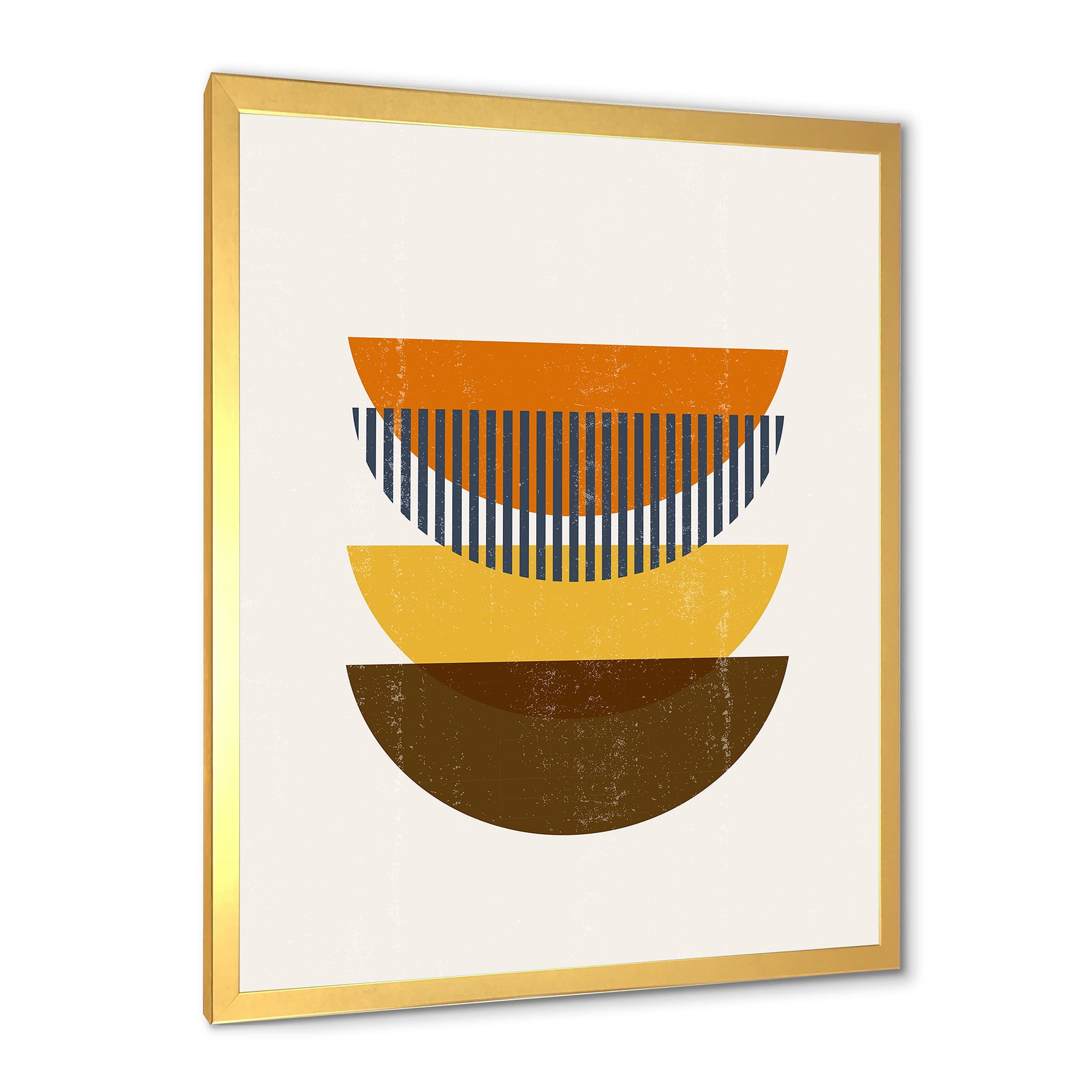 Designart 'Abstract Moon Geometric In Earth Tones' Modern Framed Art Print