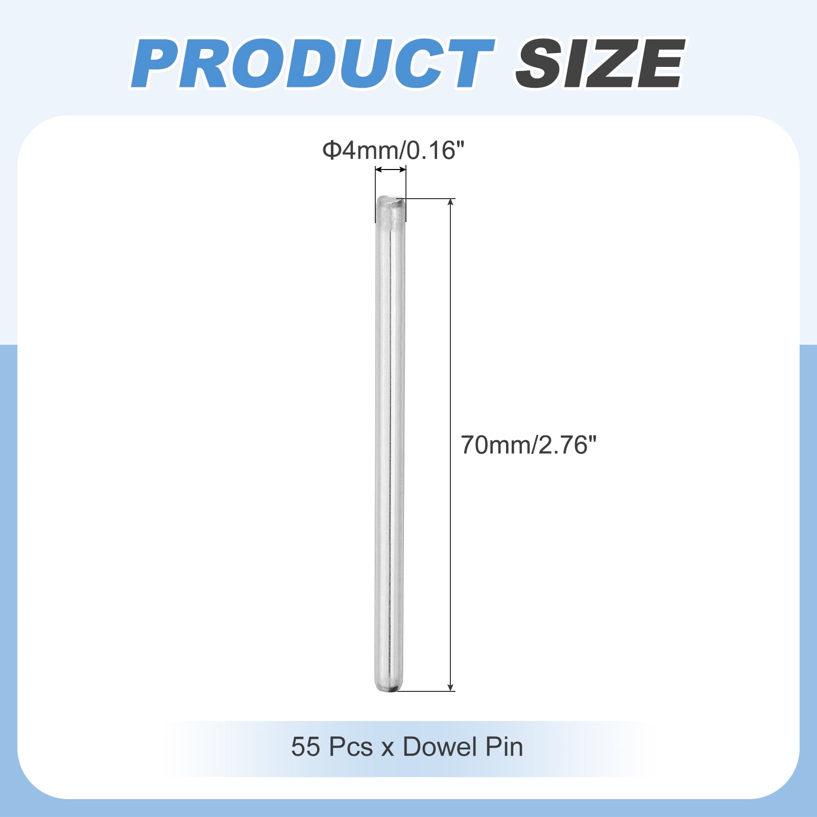 55Pcs Dowel Pin 4mm x 70mm Shelf Support Pin 304 Stainless Steel Shelf Pegs
