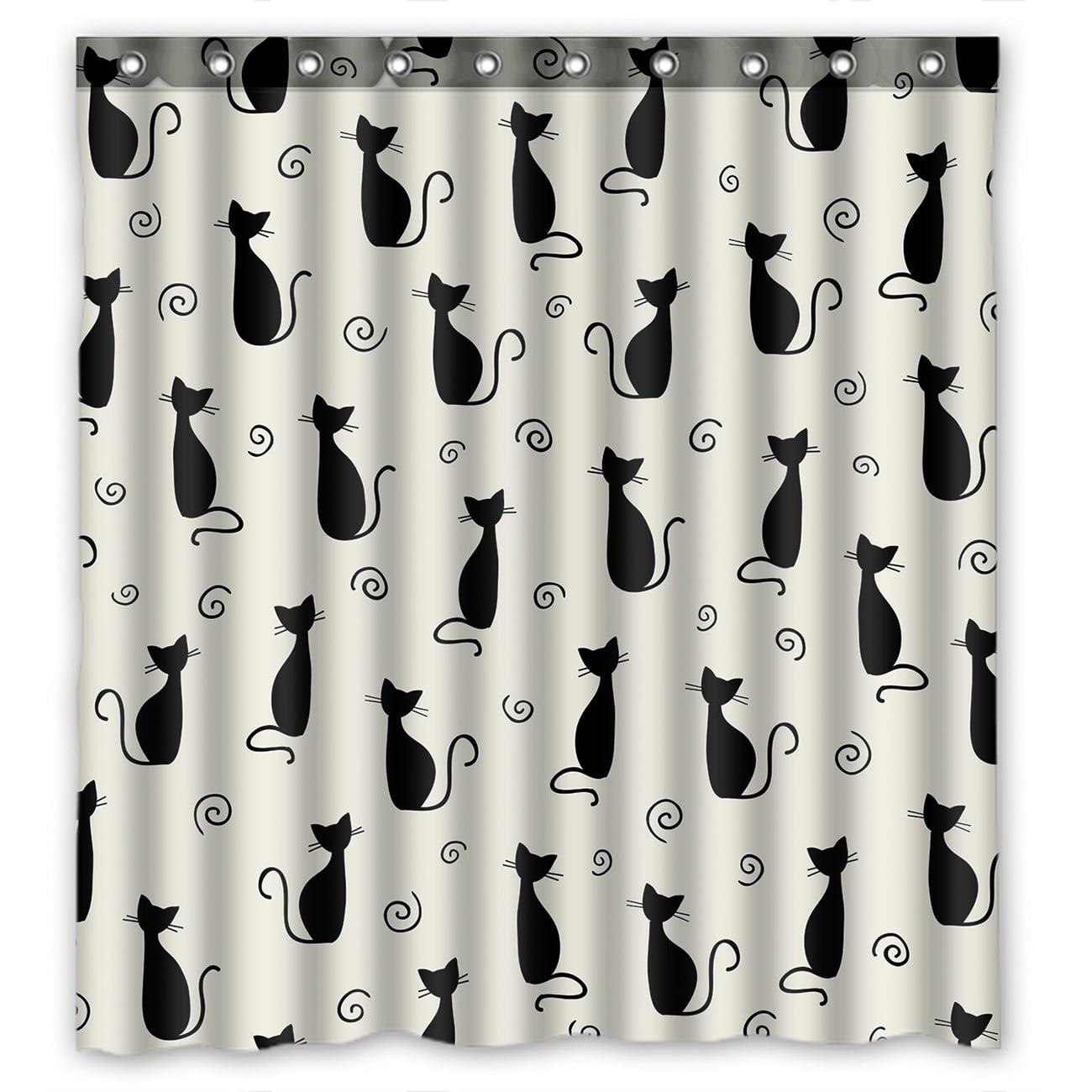 YKCG Funny Black Cat Cute Kitten Waterproof Fabric Bathroom Shower
