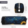 thumbnail image 3 of Yiaed Oil Starry Sky Sunflower Print Leather Pencil Case - Leather Pen Pencil Holder - Elegant & Practical Pencil Pouch for Work & Office, 3 of 7