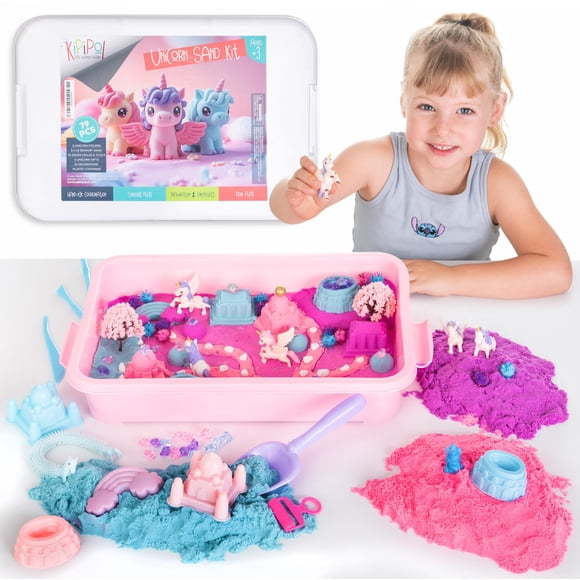 Sensory Bin Kit Kipipol Unicorn w/ Magic Sand & Toys 4-8y Girls