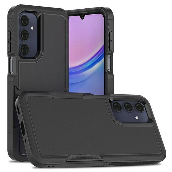TYPPKMM For Samsung Galaxy A03S Case, 2 in 1 PC Phone Case for Galaxy A03S 6.5" 2022 Case, Rubber & Rugged Shockproof Full Body Protection Case Cover-Black