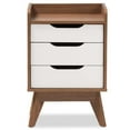 thumbnail image 4 of Baxton Studio Brighton Mid-Century Modern White and Walnut Wood 3-Drawer Storage Nightstand, 4 of 8