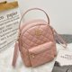 thumbnail image 1 of Mochila pequeña de cuero PU Para Mujer, bolso de hombro con rejillas de diamantes, negro, con cinturón, verano, 2022 Fivean unisex, 1 of 2