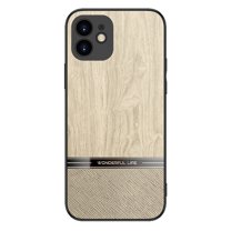 Dteck Case for iPhone 12 6.1 Inch Faux Wood Pattern Slim Thin Lightweight Full Camera Protection Anti-Fingerprint Shockproof Case for iPhone 12,White