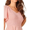 thumbnail image 5 of DARING DIVA Chiffon Smocked Flutter Short Sleeve Dress XL Pink, 5 of 6