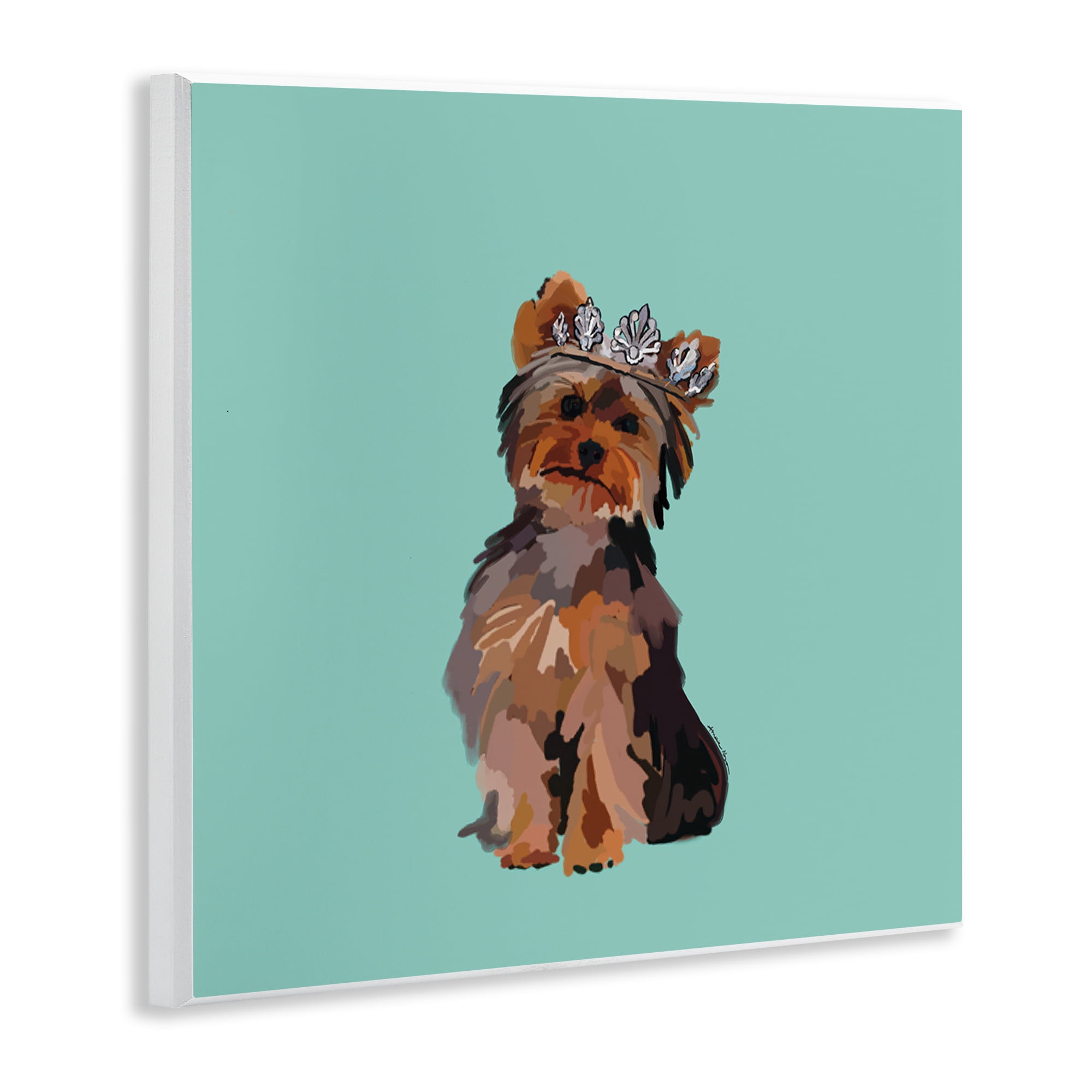 Stupell Industries Terrier with Crown Animals Painting Unframed Art Print Wall Art, 12 x 12