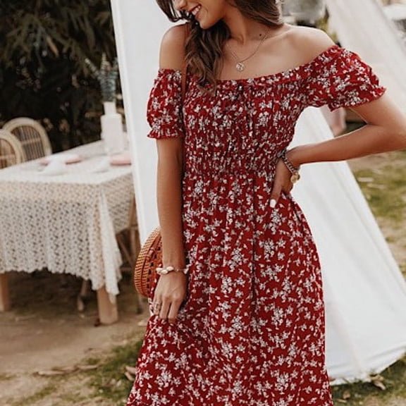 Miss Sparkling Smocked bodice midi dress