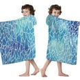 thumbnail image 4 of Blue White Tie Dye Cracked Pattern Hooded Bath Towel，50"x30" for Ages 3 To 12 Kids, Quick Dry Lightweight Soft Microfiber Hood Beach Towel Cover Up for Kids, 4 of 7