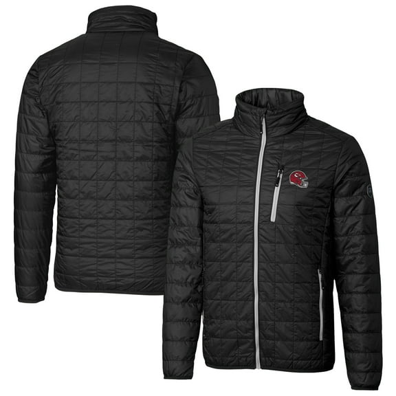Men's Cutter & Buck Black Kansas City Chiefs Helmet Rainier PrimaLoft Eco Insulated Full-Zip Puffer Jacket