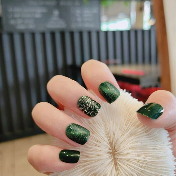 Cat Eye Detachable Nail Patch Emerald Sparkling Diamond