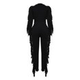 thumbnail image 3 of Gibobby Sudaderas de Forro Polar y Pantalones Conjunto casual de suéter con flecos de manga larga de punto sólido para mujer(Negro,XL), 3 of 5