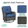 thumbnail image 4 of POCASSY 5PCS Outdoor Furniture Set with 30" Propane Fire Pit Table, Outdoor Conversation Set with All Weather Gray Wicker Sectional Sofa and Swivel Chair for Balcony, Porch, Garden - Gray/Blue, 4 of 9