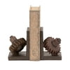 DecMode 5" Gear Brown Polystone Bookends (Set of 2)