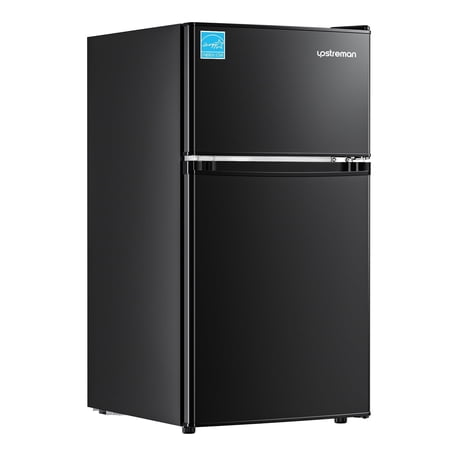 Upstreman 3.1 Cu.Ft Mini Fridge with Top Freezer  Two Door Compact Refrigerator Small Fridge for Home Kitchen Office Dorm Apartment Garage  BD311 Black