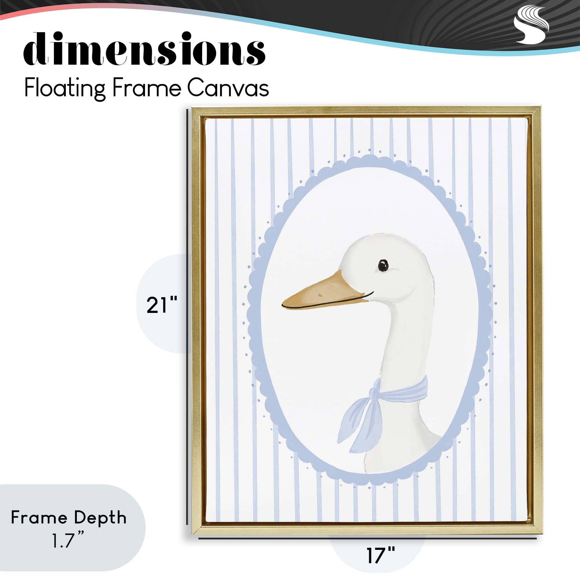 Stupell Industries Dainty Bordered Duck Gold Framed Floater Canvas Wall Art, design by Cherrywood Lane