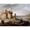 thumbnail image 3 of Breenbergh, Bartholomeus 14x12 Black Modern Framed Museum Art Print Titled - Moses and Aaron Changing the Rivers of Egypt to Blood, 3 of 5
