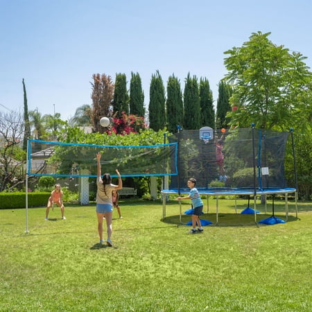 UPC: 0855221008423 | TruJump 14FT Trampoline with Water Anchors  Basketball Hoop  Badminton and Volleyball (Box 1 of 2) [985159679]