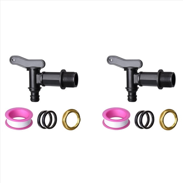 2X Grifo de Agua de 3/4 Pulgadas, Manguera de Ajuste A Presión de Plástico, Barril de Lluvia, Colillas de Agua, Grifo de Agua de Repuesto con Rosca con Tuerca de Latón