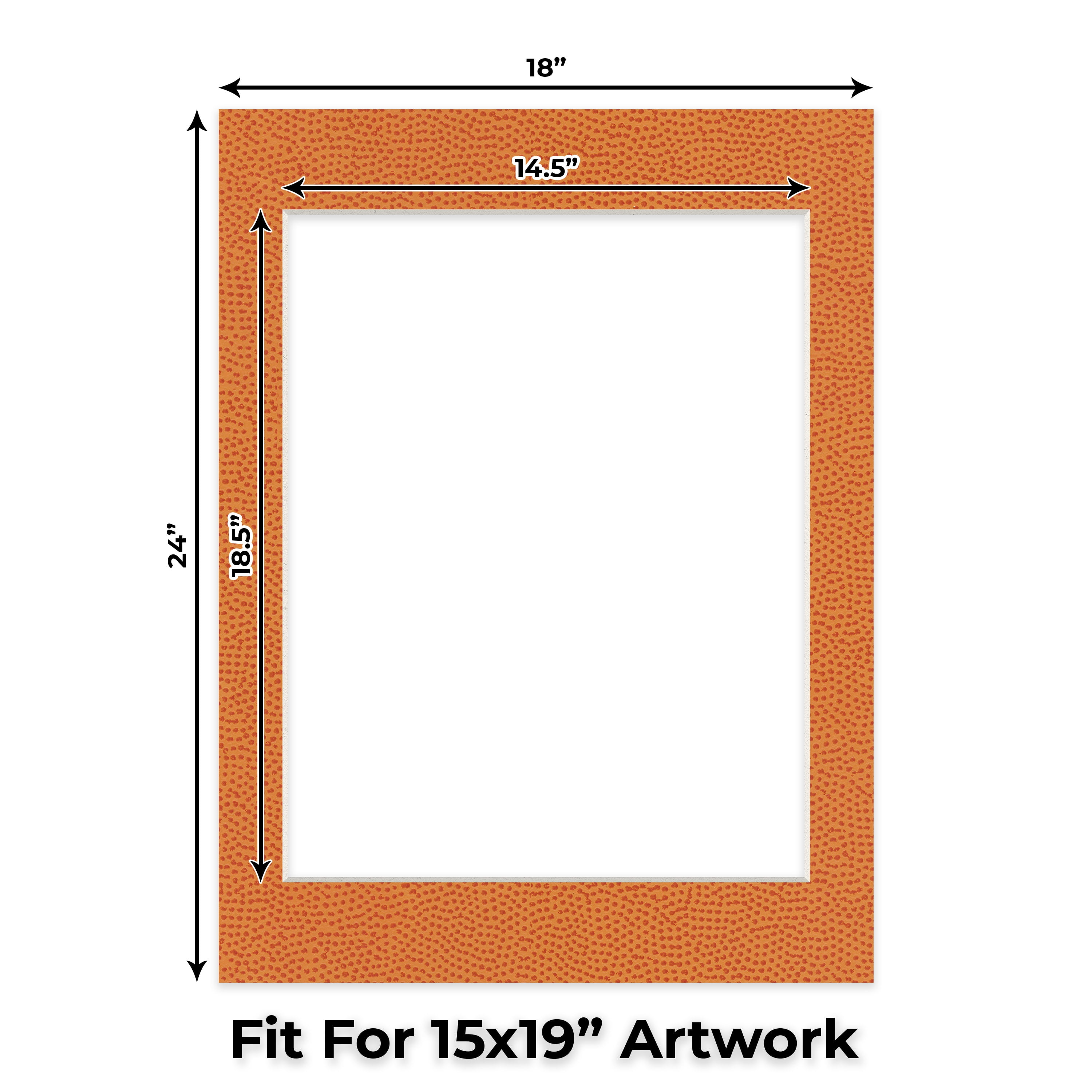 Basketball Texture Picture Frame Mat for 18x24 Frames - Fits 15x19 Photos - 25 Mats