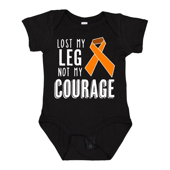 Inktastic Lost my Leg Not my Courage Limb Loss Awareness Orange Ribbon Boys or Girls Baby Bodysuit