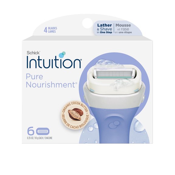 Schick Intuition Pure Nourishment Womens Razor Refills with Coconut Milk and Almond Oil