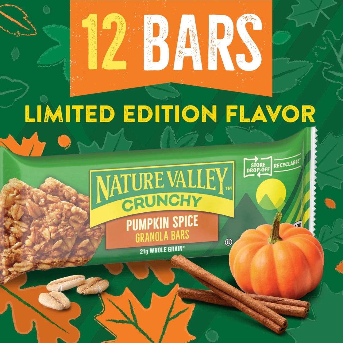 Nature Valley Crunchy Granola Bars, Pumpkin Spice, Limited Edition Flavor, 12 Bars, 8.94 oz (6 Pouches)