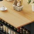 thumbnail image 3 of Craftian Kitchen Island with Drop Leaf & Power Outlets, Kitchen Storage Cart with 2 Trash Can Cabinets & Storage Shelves, Black, 3 of 10