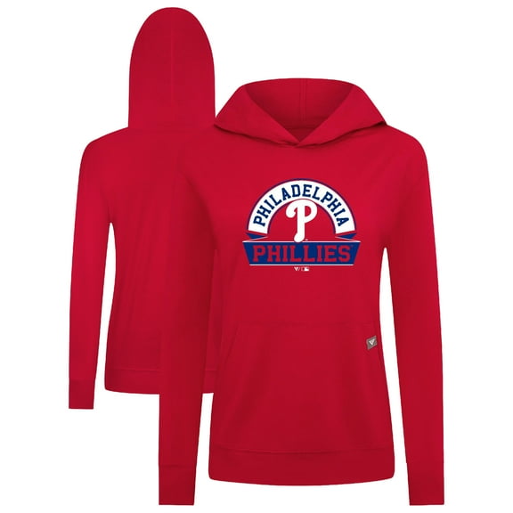Women's Levelwear Red Philadelphia Phillies Relay Banner Arch Long Sleeve T-Shirt Hoodie