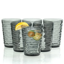 Zainca 14-ounce Plastic Tumblers, Acrylic Drinking Glasses High-Balls, set of 6 Gray