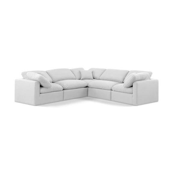 Meridian Furniture Indulge 158.5" Fabric L-Shaped Modular Sectional in White
