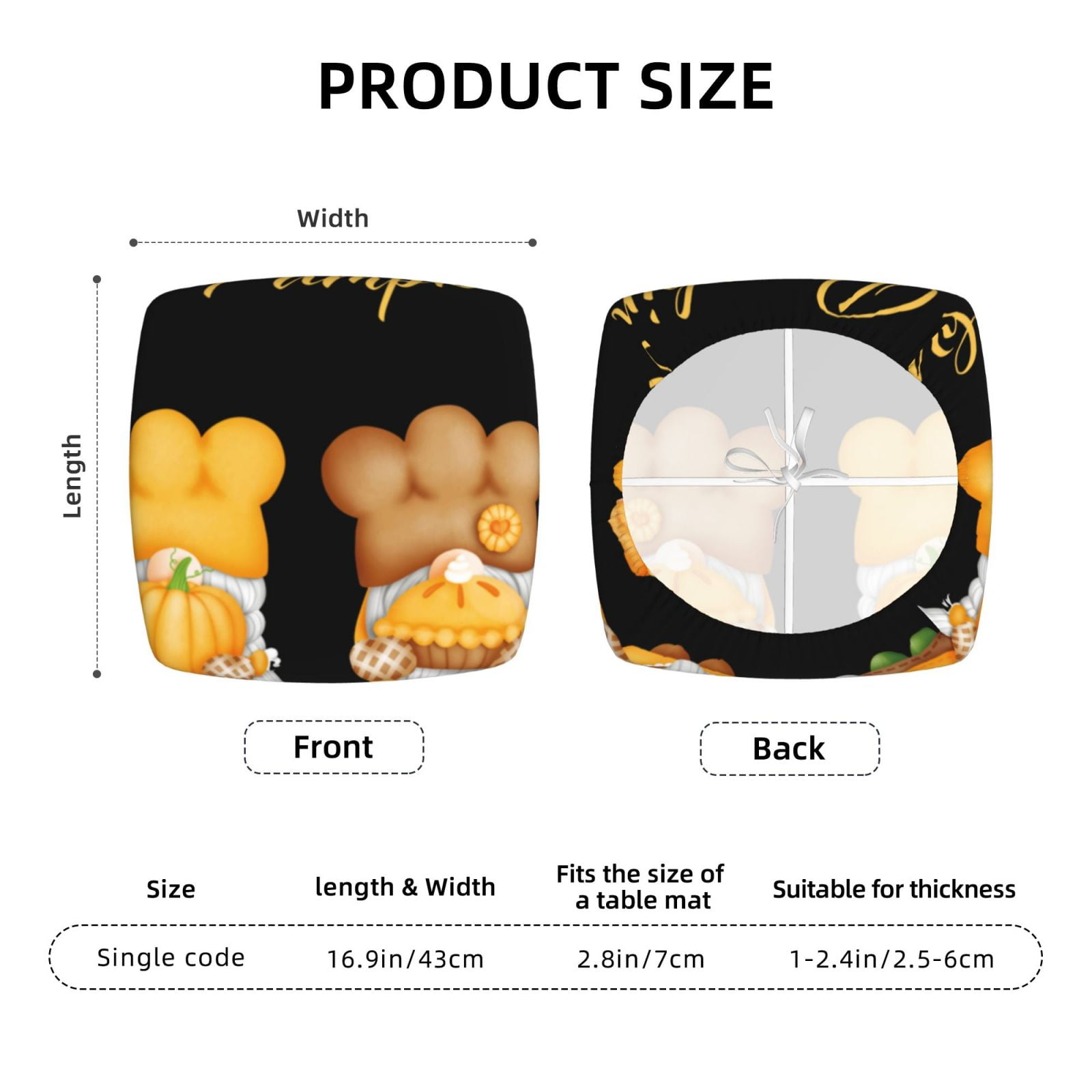 Vsdgher Pumpkin Pie Gnome Couch Cushion Covers, Non-Slip Sofa Seat Cushion Slipcovers, Soft Couch Covers（Don't include seat cushion）Four Pieces