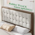 thumbnail image 4 of Merluxy Full Bed Frame, Wood Platform Bed with Upholstered Headboard, Ash Gray, 4 of 9
