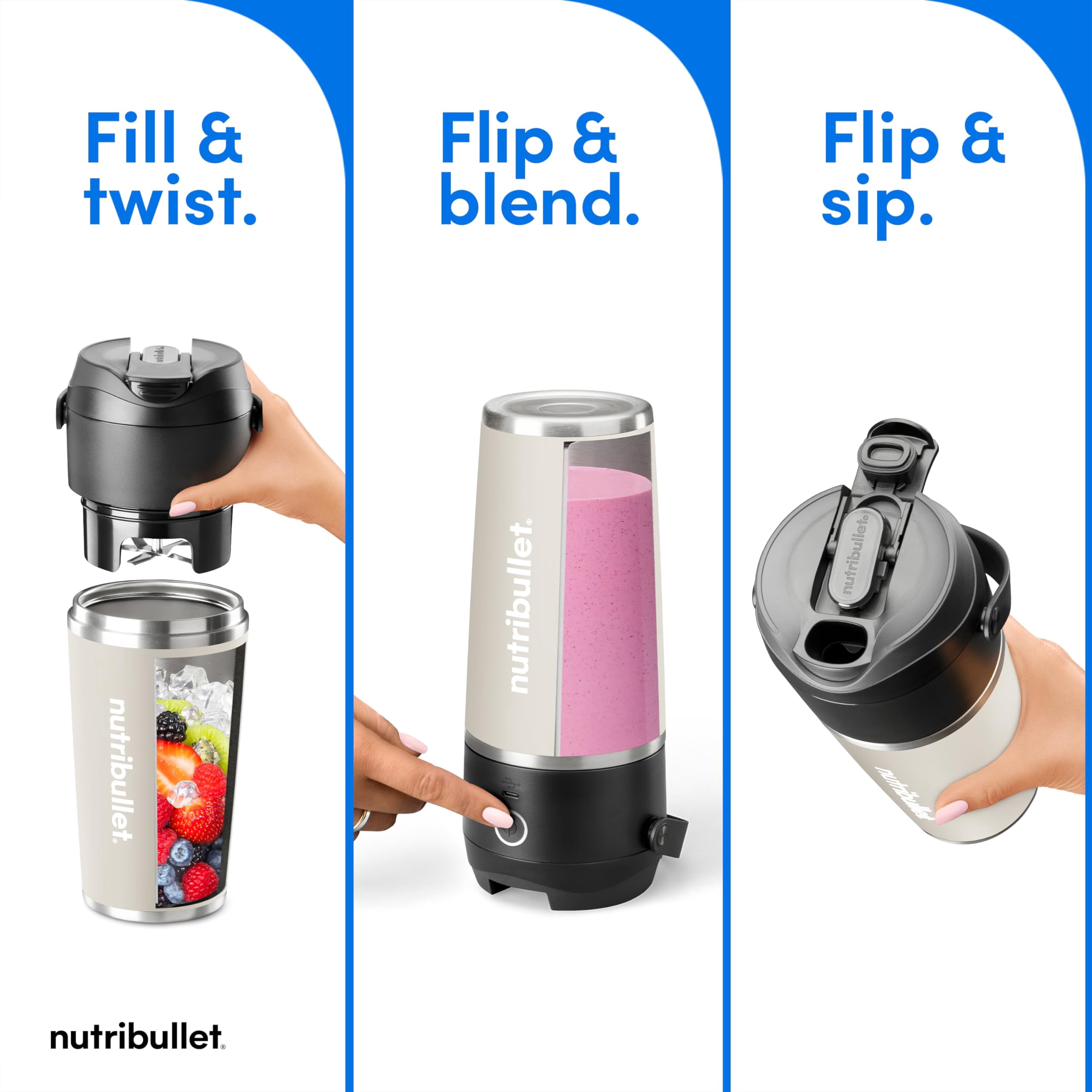 nutribullet Flip Portable Blender with Insulated Cup, Cordless